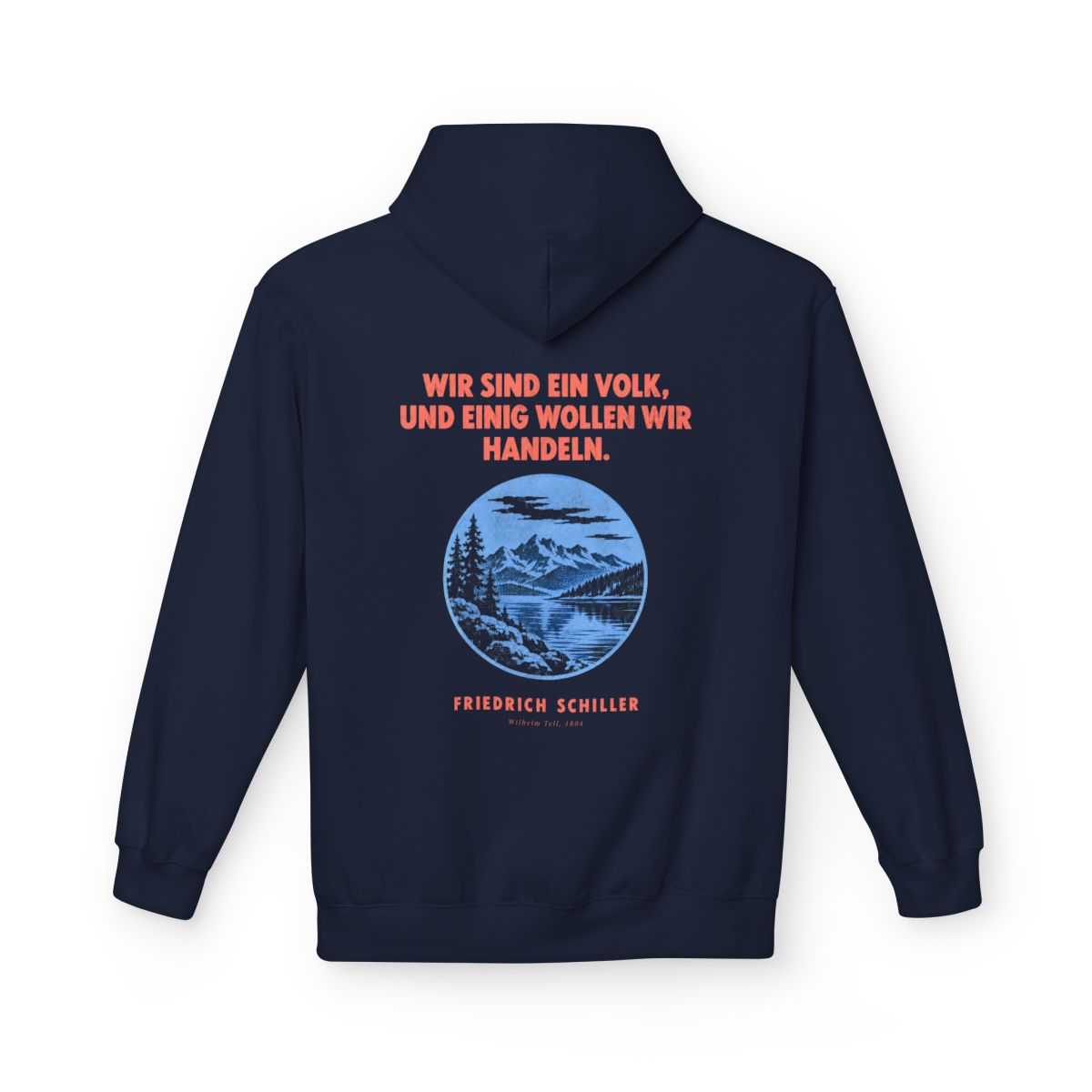 Unisex Fleece Hoodie mit Zitat - Schiller - Wir sind ein Volk Plakat – back