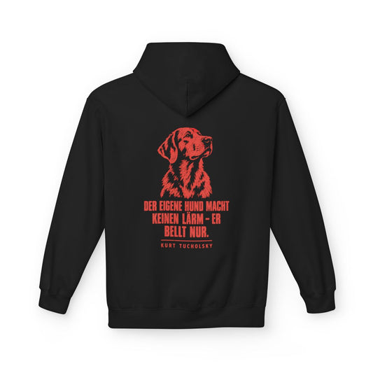 Unisex Fleece Hoodie mit Zitat - Tucholsky - Der eigene Hund macht keinen – back