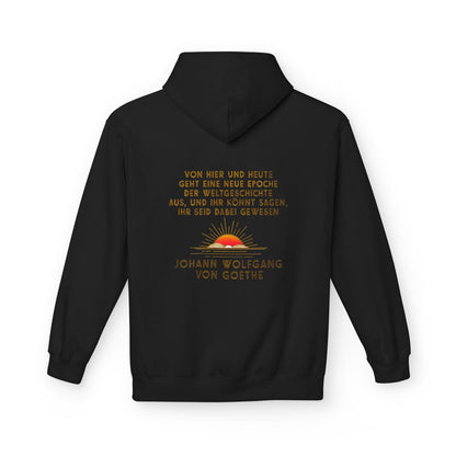 Unisex Fleece Hoodie mit Zitat - Goethe - Neue Epoche der Weltgeschichte – back