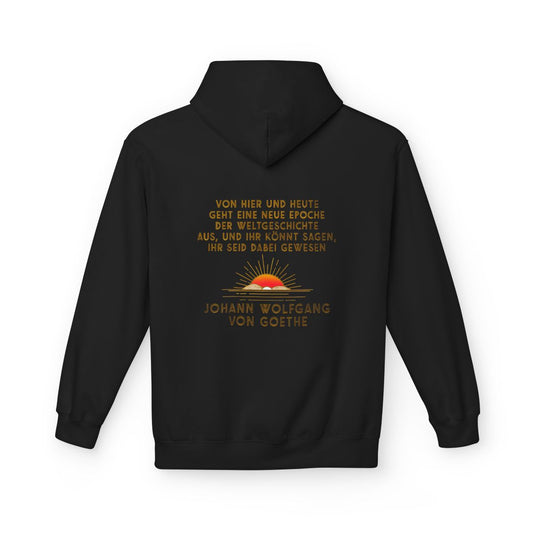 Unisex Fleece Hoodie mit Zitat - Goethe - Neue Epoche der Weltgeschichte – back