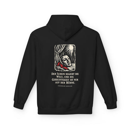 Unisex Fleece Hoodie mit Zitat - Schiller - Der Schein regiert die Welt – back