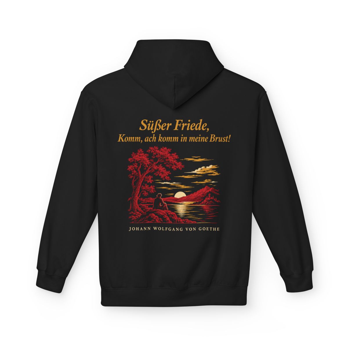 Unisex Fleece Hoodie mit Zitat - Goethe - Süßer Friede – back