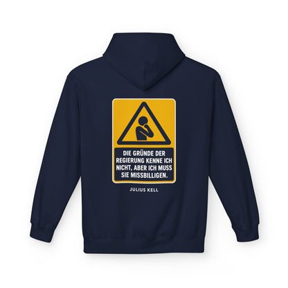 Unisex Fleece Hoodie mit Zitat - Kell - Die Gründe der Regierung kenne – back
