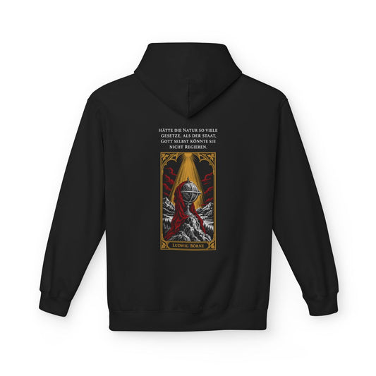 Unisex Fleece Hoodie mit Zitat - Börne - Hätte die Natur so viele – back