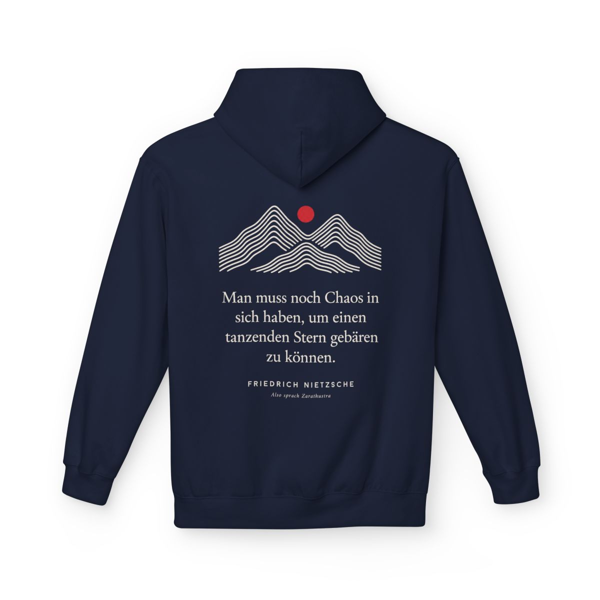 Unisex Fleece Hoodie mit Zitat - Nietzsche - Man muss noch Chaos Linien – back