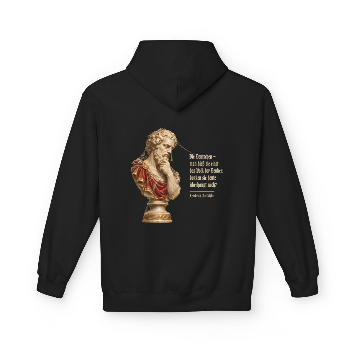 Unisex Fleece Hoodie mit Zitat - Nietzsche - Volk der Denker – back