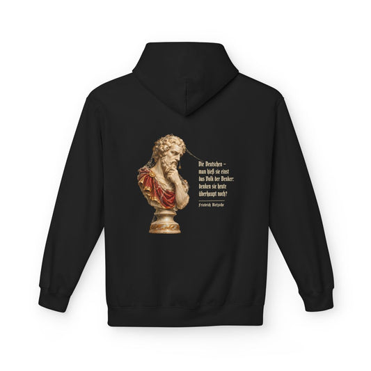 Unisex Fleece Hoodie mit Zitat - Nietzsche - Volk der Denker – back