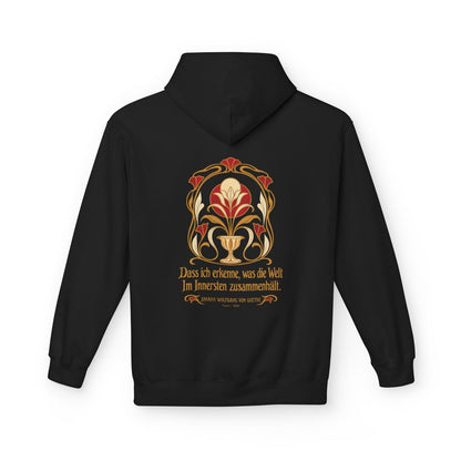 Unisex Fleece Hoodie mit Zitat - Goethe - Dass ich erkenne, was die Welt – back