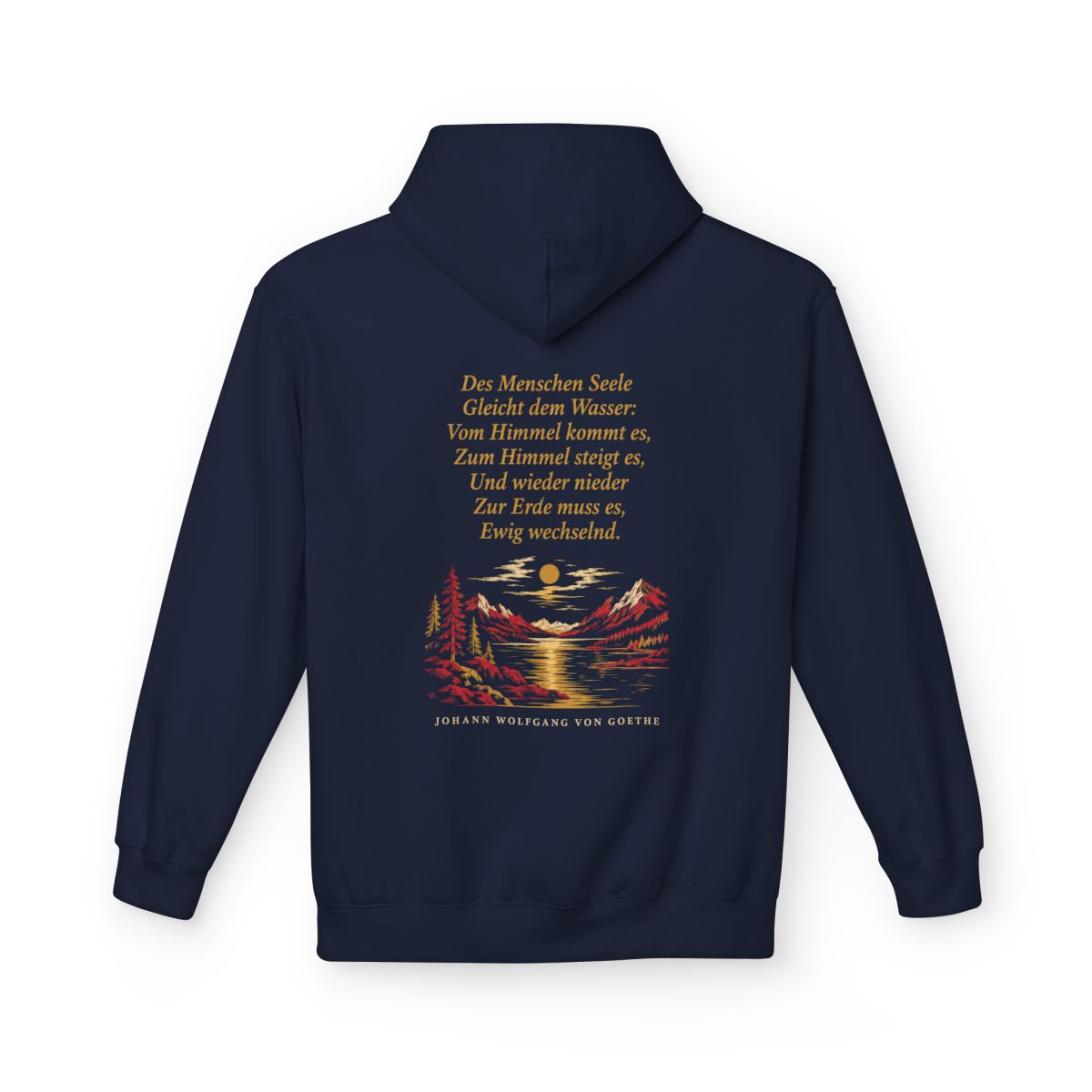 Unisex Fleece Hoodie mit Zitat - Goethe - Des Menschen Seele – back
