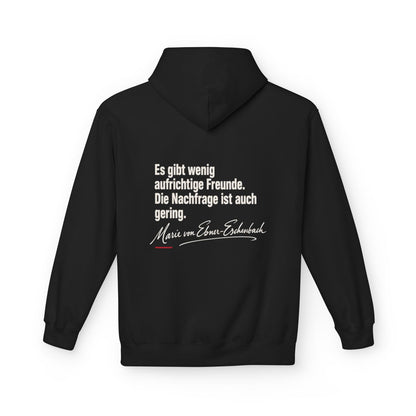 Unisex Fleece Hoodie mit Zitat - Ebner-Eschenbach - Aufrichtige Freunde – back