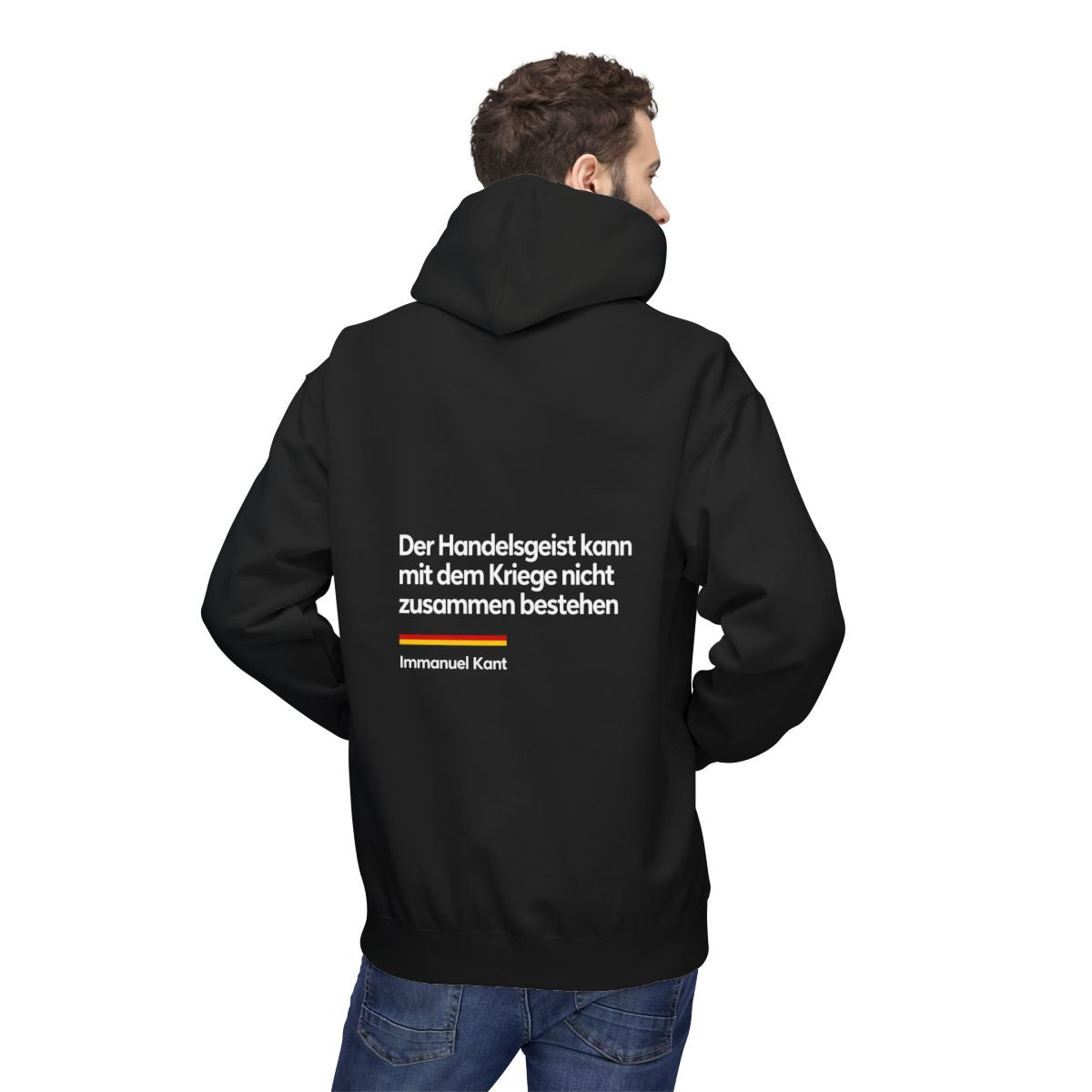 Unisex Fleece Hoodie mit Zitat - Kant - Der Handelsgeist – person-2-back