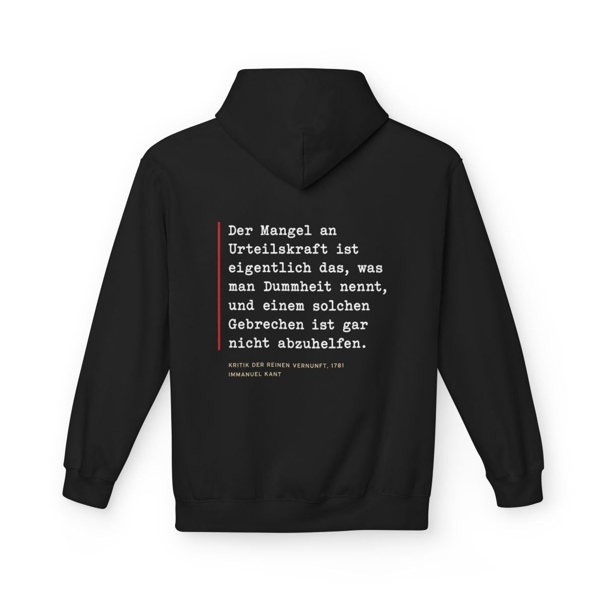 Unisex Fleece Hoodie mit Zitat - Kant - Mangel an Urteilskraft – back