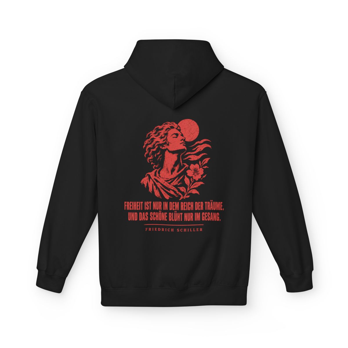 Unisex Fleece Hoodie mit Zitat - Schiller - Freiheit ist – back