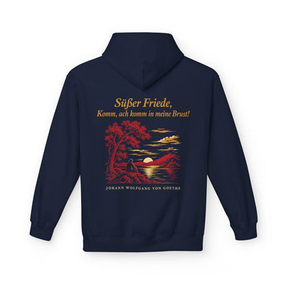 Unisex Fleece Hoodie mit Zitat - Goethe - Süßer Friede – back