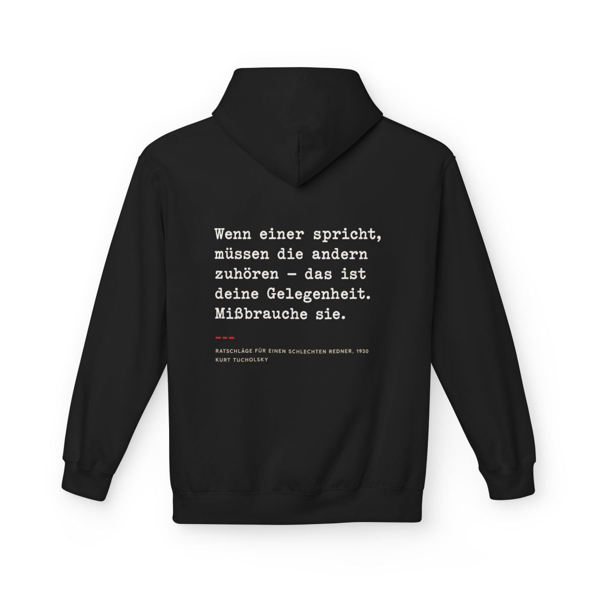 Unisex Fleece Hoodie mit Zitat - Tucholsky - Missbrauche sie – back