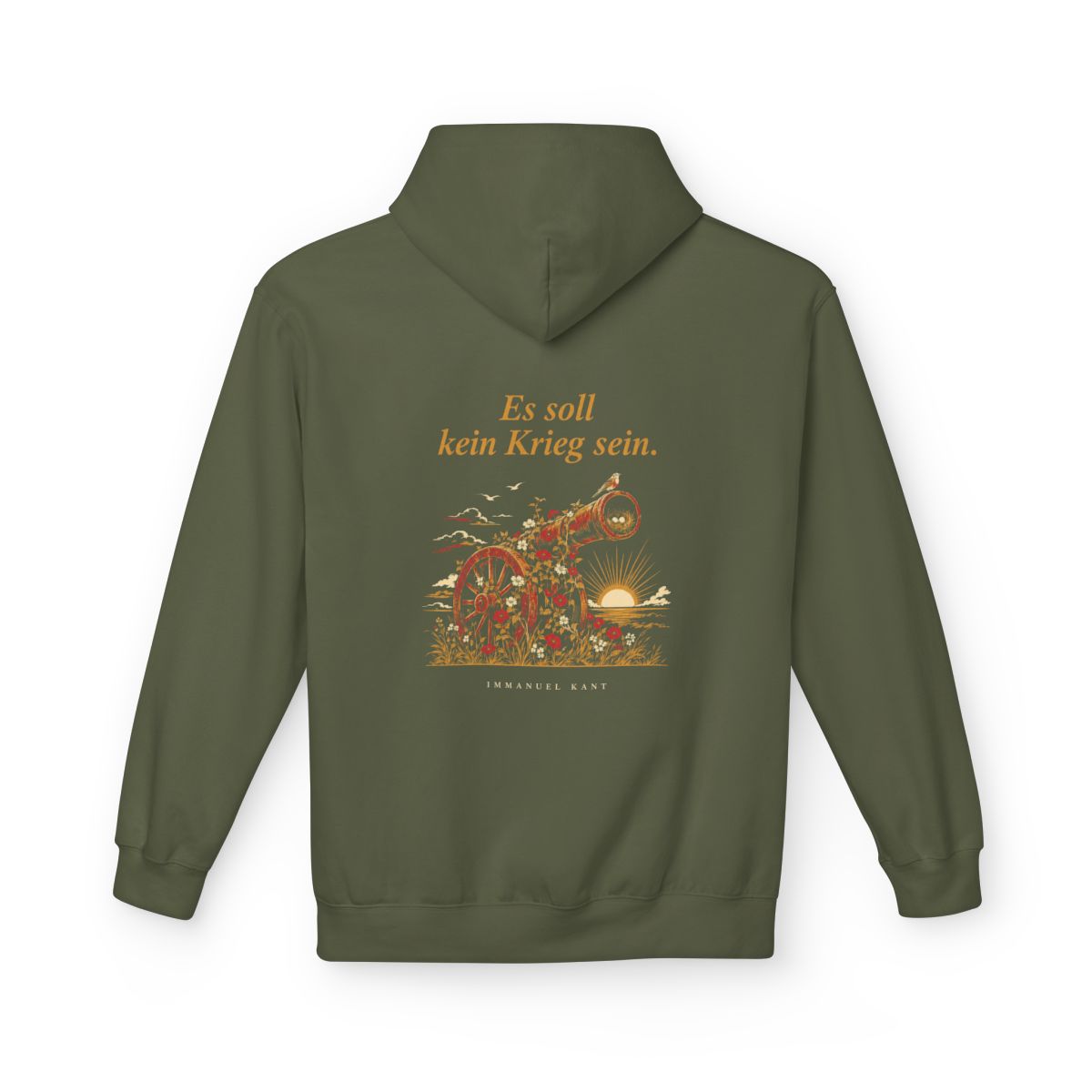 Unisex Fleece Hoodie mit Zitat - Kant - Es soll kein Krieg sein – back