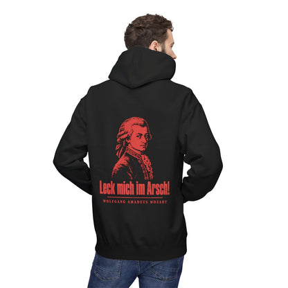 Unisex Fleece Hoodie mit Zitat - Mozart - Leck mich im Arsch Vintage – person-2-back