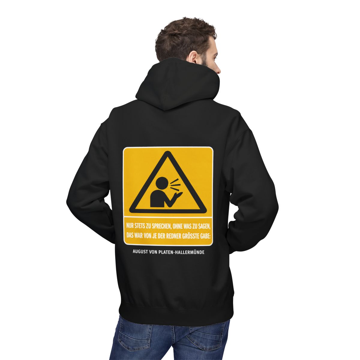 Unisex Fleece Hoodie mit Zitat - Platen-Hallermünde - Nur stets zu sprechen – person-2-back