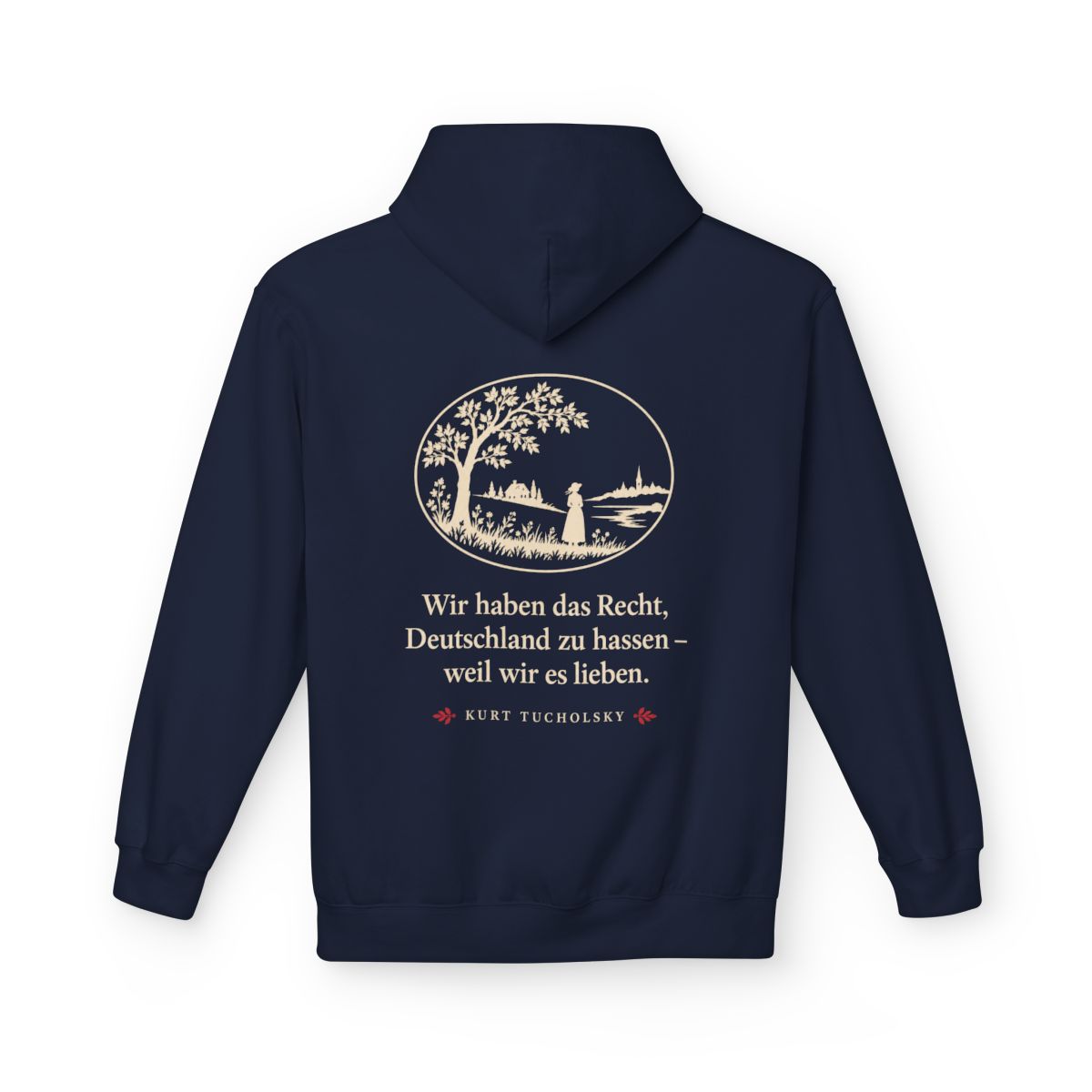 Unisex Fleece Hoodie mit Zitat - Tucholsky - Wir haben das Recht Scherenschnitt – back
