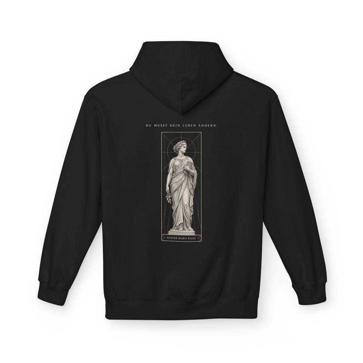 Unisex Fleece Hoodie mit Zitat - Rilke - Du musst dein Leben ändern – back