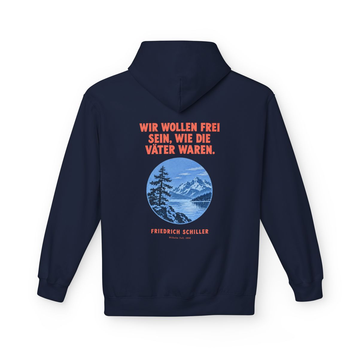 Unisex Fleece Hoodie mit Zitat - Schiller - Wir wollen frei sein – back