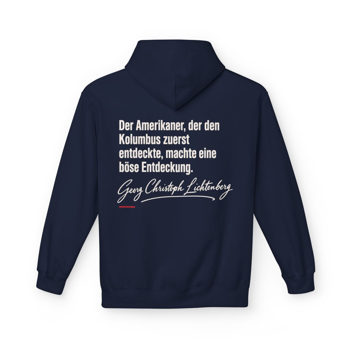 Unisex Fleece Hoodie mit Zitat - Lichtenberg - Der Amerikaner Signatur – back
