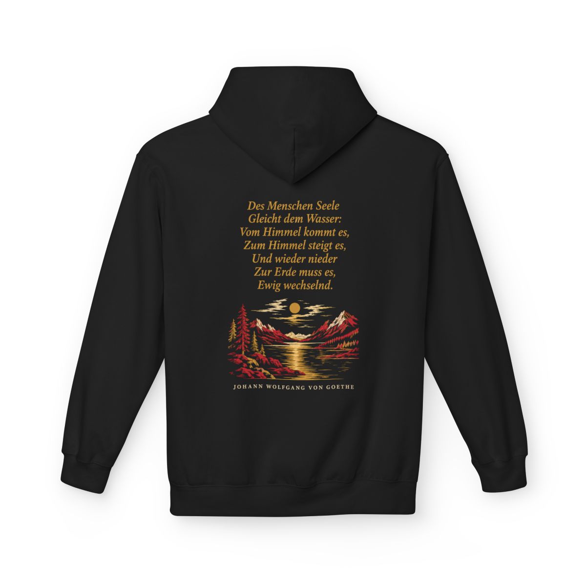 Unisex Fleece Hoodie mit Zitat - Goethe - Des Menschen Seele – back