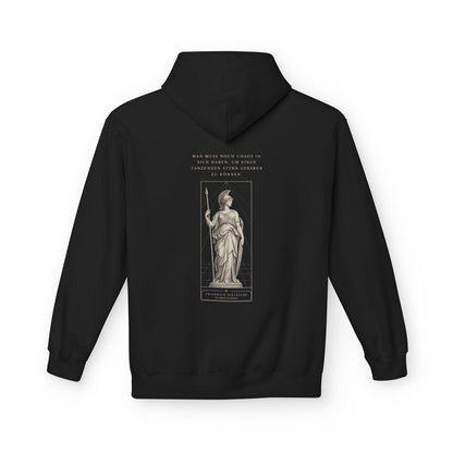 Unisex Fleece Hoodie mit Zitat - Nietzsche - Man muss noch Chaos – back