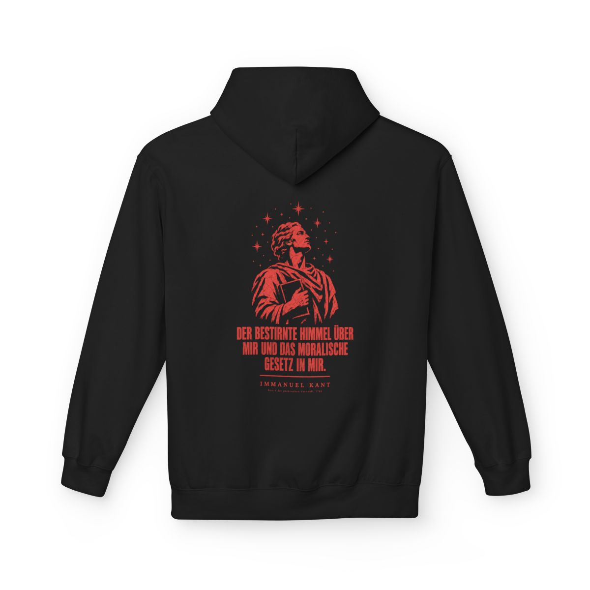 Unisex Fleece Hoodie mit Zitat - Kant - Der bestirnte Himmel über mir Vintage – back