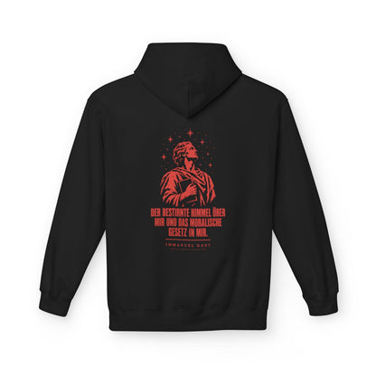 Unisex Fleece Hoodie mit Zitat - Kant - Der bestirnte Himmel über mir Vintage – back