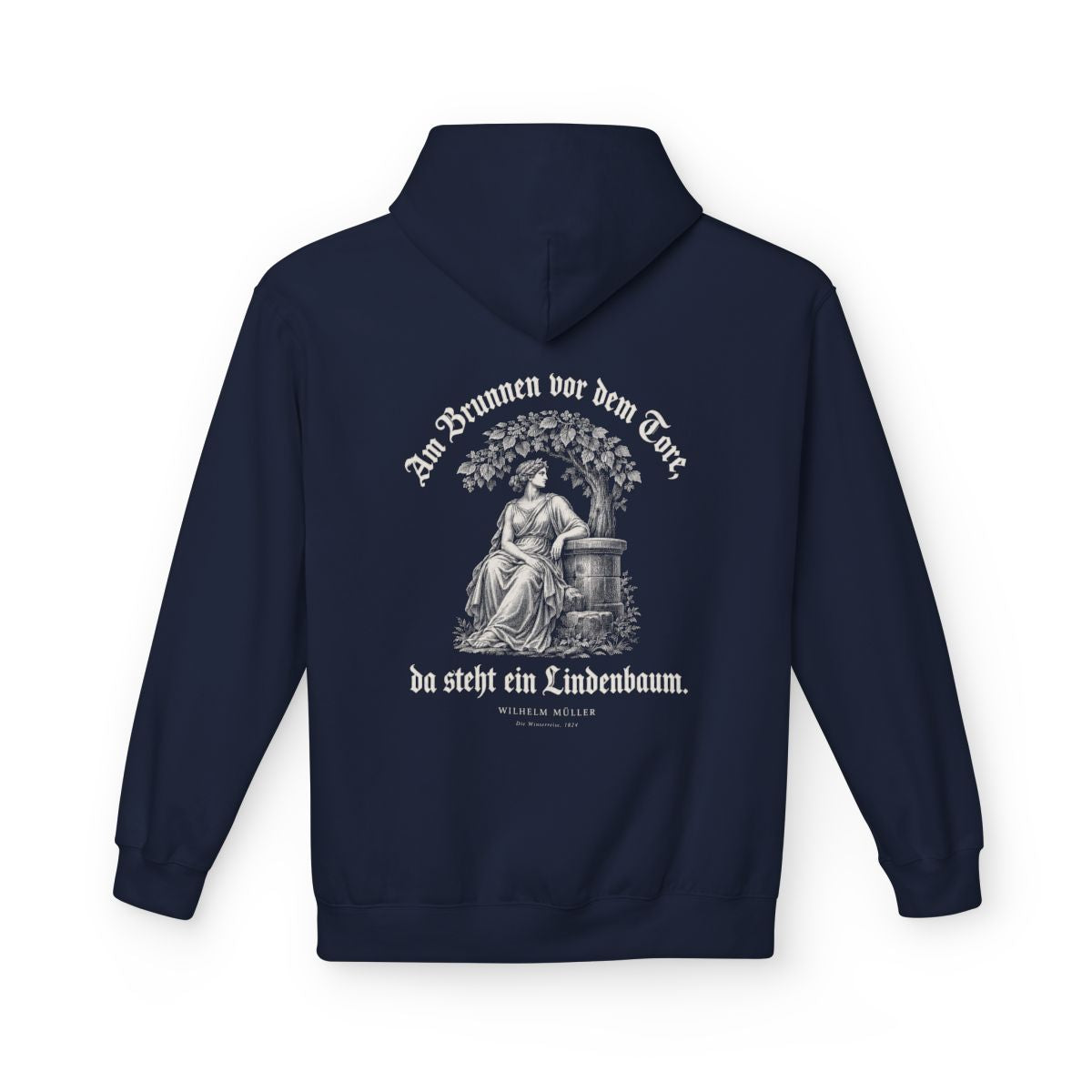Unisex Fleece Hoodie mit Zitat - Müller - Am Brunnen vor dem Tore Gravur – back