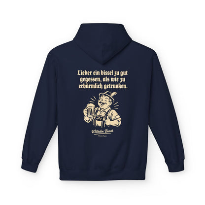 Unisex Fleece Hoodie mit Zitat - Busch - Lieber ein bissel zu gut – back