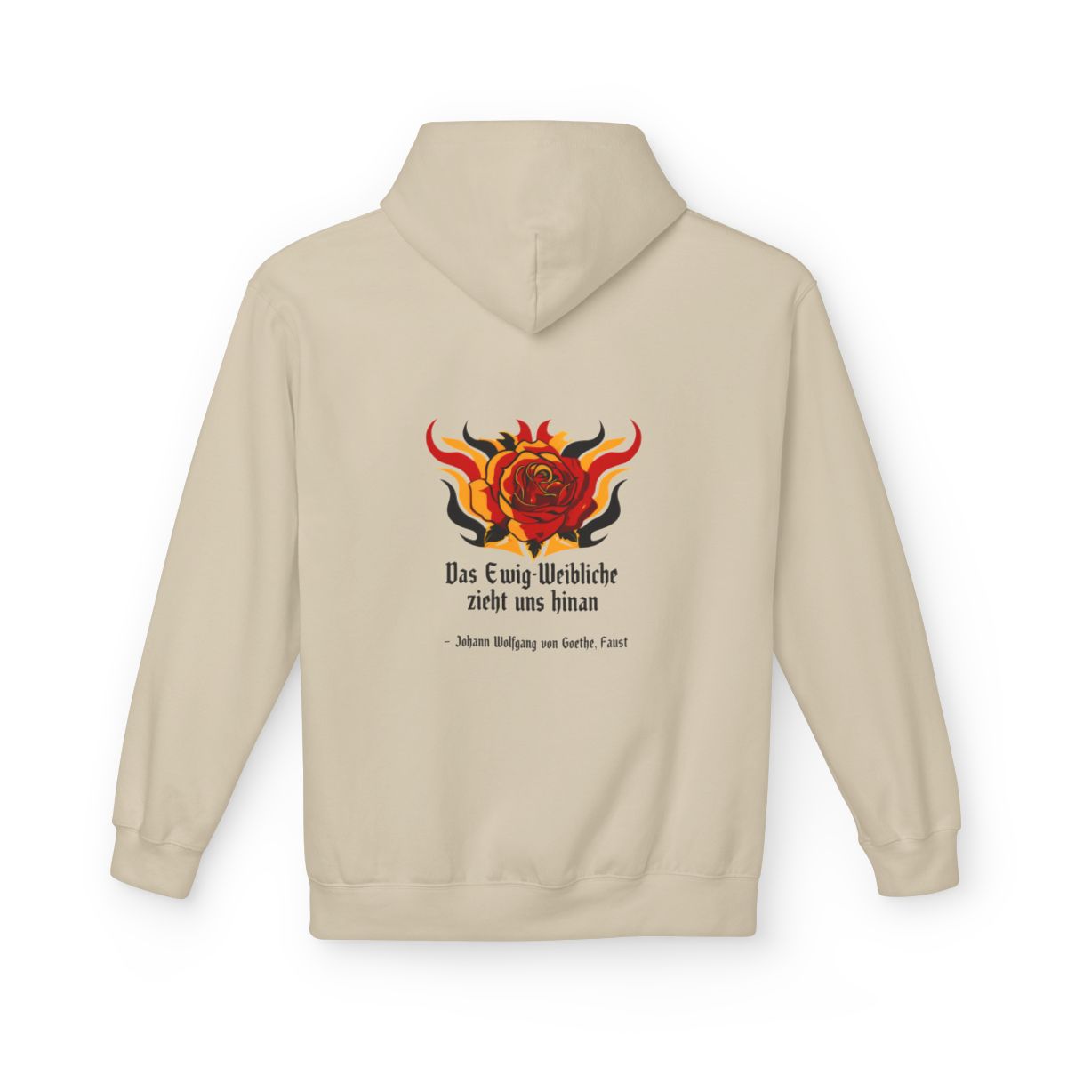 Unisex Fleece Hoodie mit Zitat - Goethe - Das Ewig-Weibliche – back