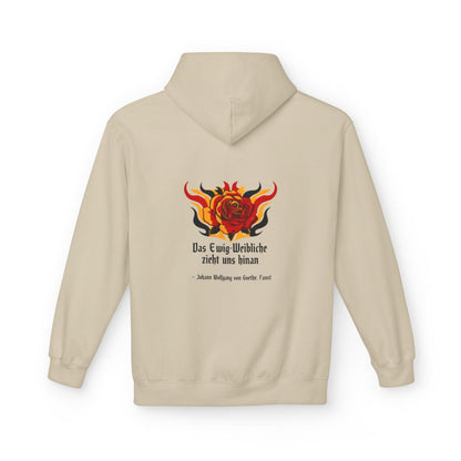 Unisex Fleece Hoodie mit Zitat - Goethe - Das Ewig-Weibliche – back