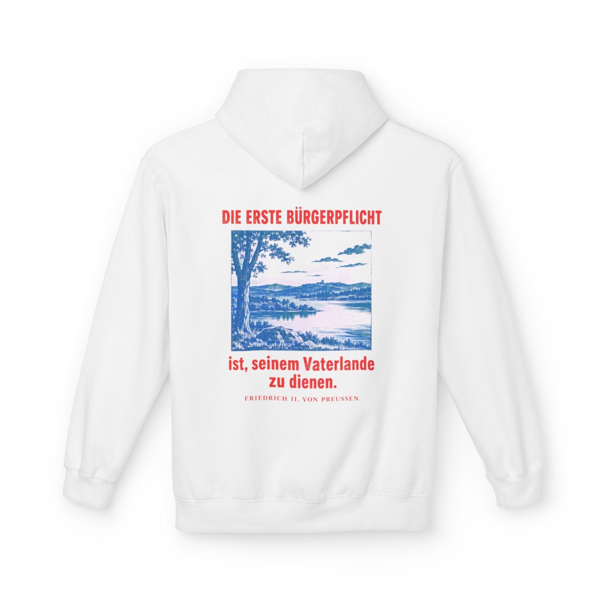 Unisex Fleece Hoodie mit Zitat - Preußen - Die erste Bürgerpflicht – back