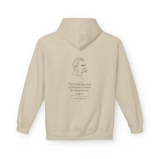 Unisex Fleece Hoodie mit Zitat - Nietzsche - Überzeugungen – back