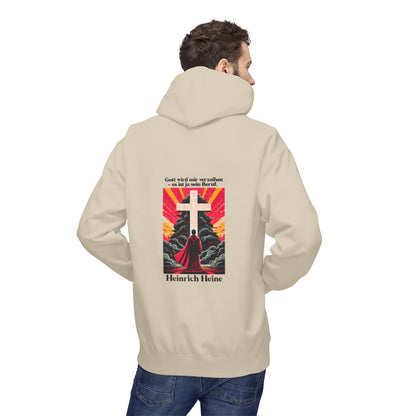 Unisex Fleece Hoodie mit Zitat - Heine - Gott wird mir verzeihen – person-2-back