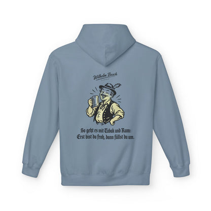 Unisex Fleece Hoodie mit Zitat - Busch - So geht es mit Tabak und Rum – back
