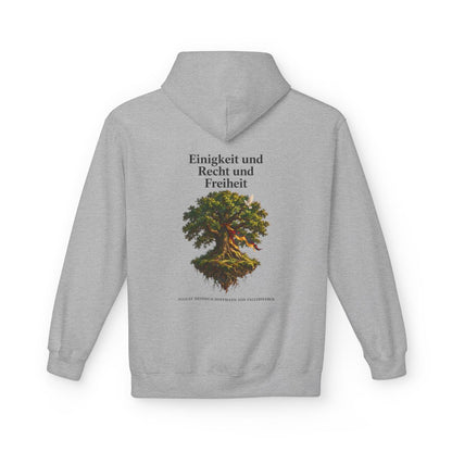 Unisex Fleece Hoodie mit Zitat - Fallersleben - Einigkeit und Recht und Freiheit – back