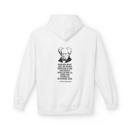 Unisex Fleece Hoodie mit Zitat - Schopenhauer - Persönlich beleidigend grob – back