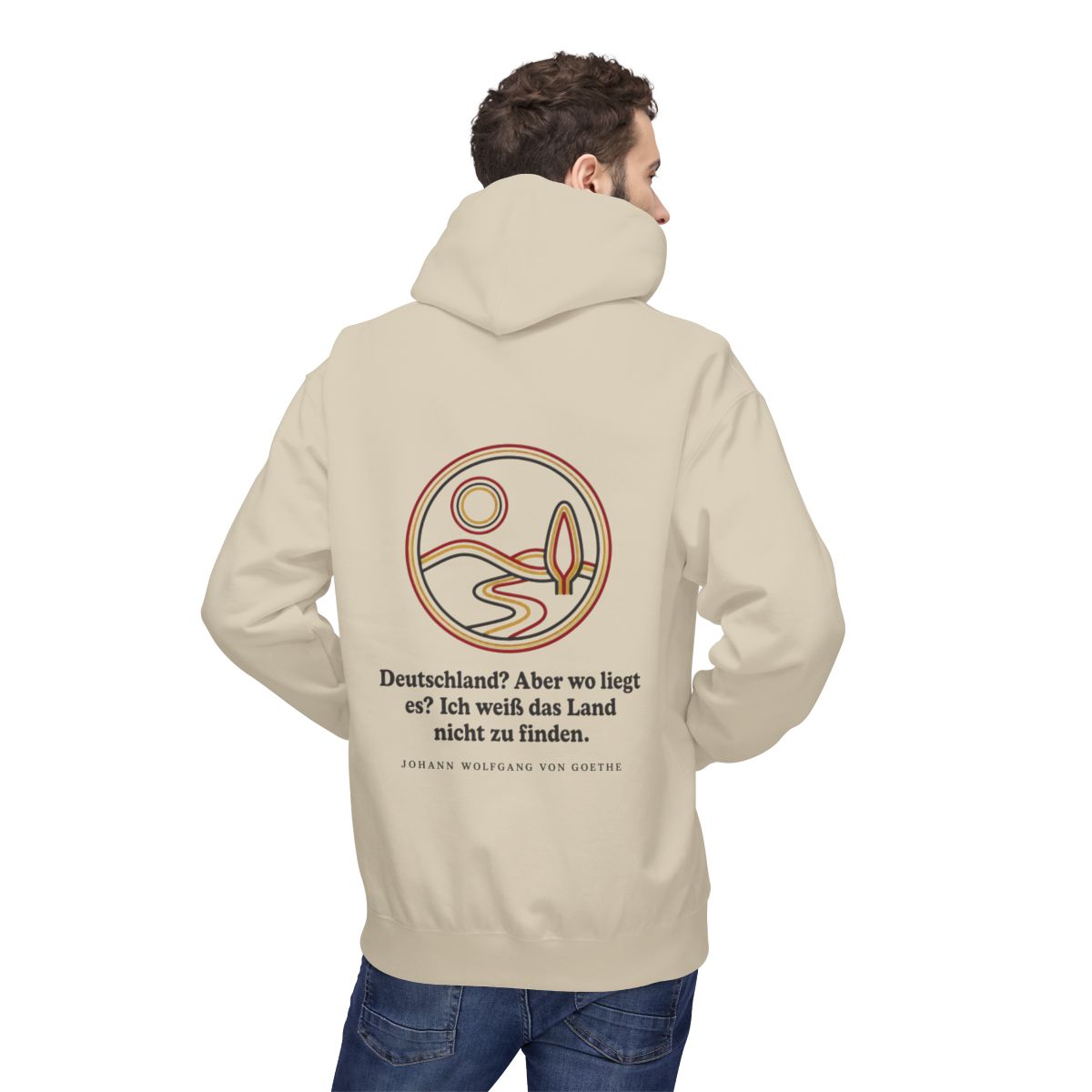 Unisex Fleece Hoodie mit Zitat - Goethe - Deutschland? Aber wo liegt – person-2-back