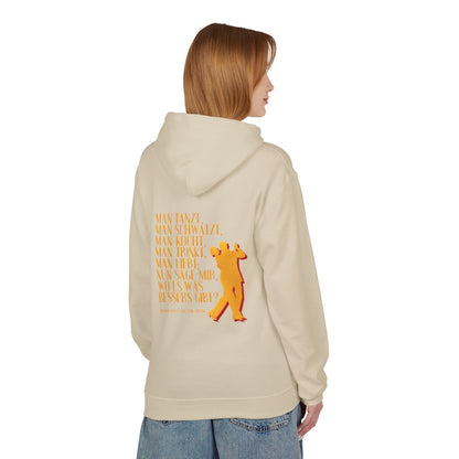 Unisex Fleece Hoodie mit Zitat - Goethe - Man tanzt man trinkt – person-1-back