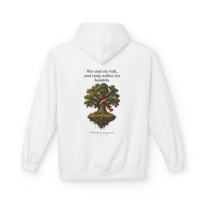 Unisex Fleece Hoodie mit Zitat - Schiller - Wir sind ein Volk – back