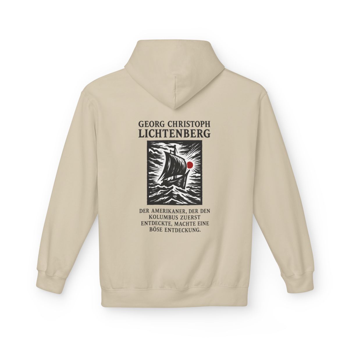 Unisex Fleece Hoodie mit Zitat - Lichtenberg - Der Amerikaner – back
