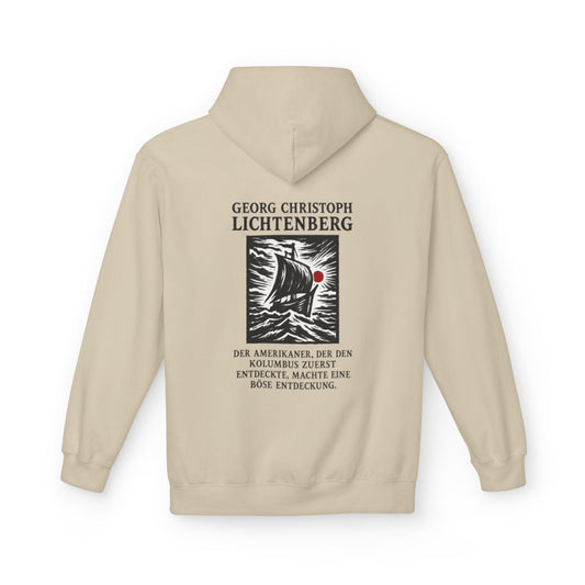 Unisex Fleece Hoodie mit Zitat - Lichtenberg - Der Amerikaner – back