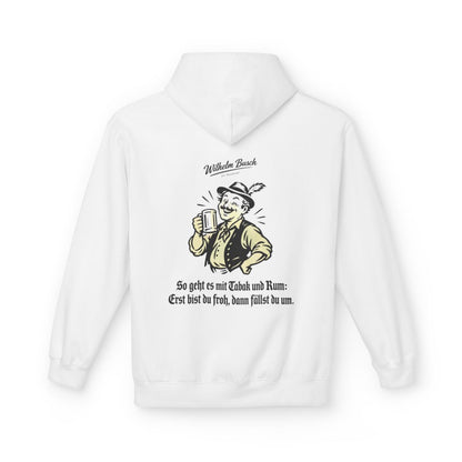 Unisex Fleece Hoodie mit Zitat - Busch - So geht es mit Tabak und Rum – back