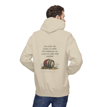 Unisex Fleece Hoodie mit Zitat - Ringelnatz - Ein volles Fass – person-2-back
