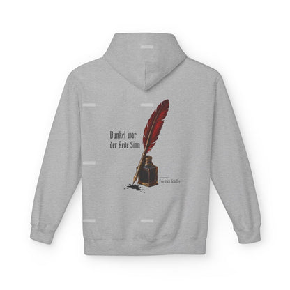 Unisex Fleece Hoodie mit Zitat - Schiller - Dunkel war der Rede Sinn Stillleben – back