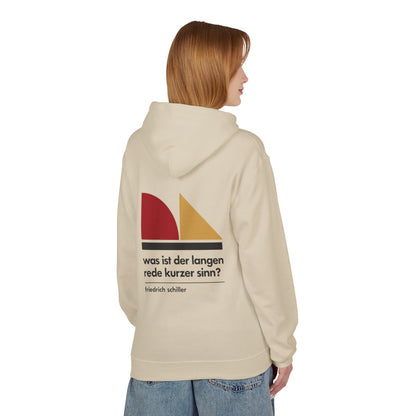 Unisex Fleece Hoodie mit Zitat - Schiller - Der langen Rede kurzer Sinn – person-1-back