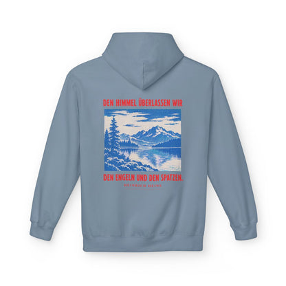 Unisex Fleece Hoodie mit Zitat - Heine - Den Himmel überlassen wir – back